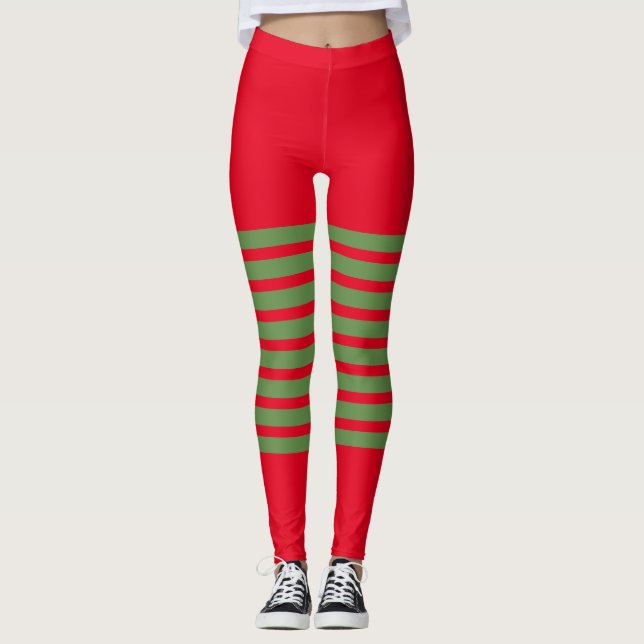 Leggings Sucre de canne de Noël des elfes de vacances (Devant)