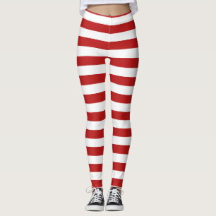 Leggings sucre de canne rouge blanc rayures motif de noël