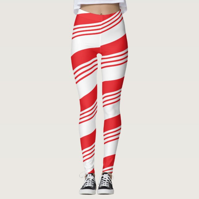 Leggings Sucre de canne rouge et blanc de menthe poivrée de (Devant)