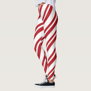 Leggings Sucre de canne rouge et blanc Légendes rayées