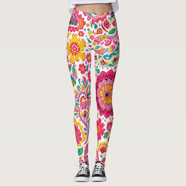 Leggings Summer Floral Paisley Pattern (Devant)