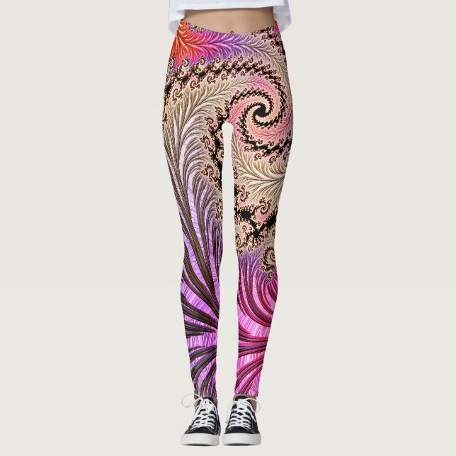Leggings Super Abstrait Digital Funky Boho Spiral Fractal (Devant)