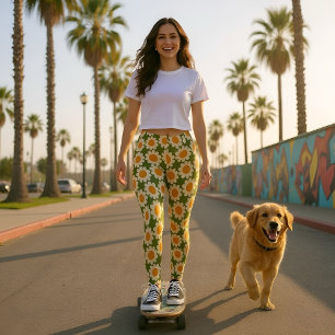 Leggings Super marguerite vert et jaune