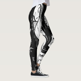 Leggings surréaliste noir et blanc