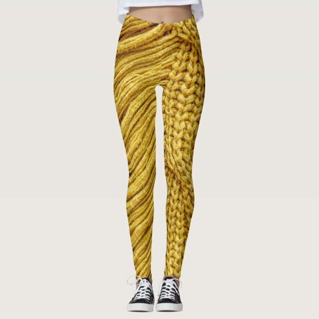 Leggings Sweater jaune douillet : Arrière - plan texturé (Devant)