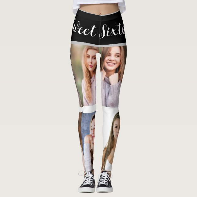 Leggings Sweet sixteen Sparkle : Photo Collage Personnalisé (Devant)