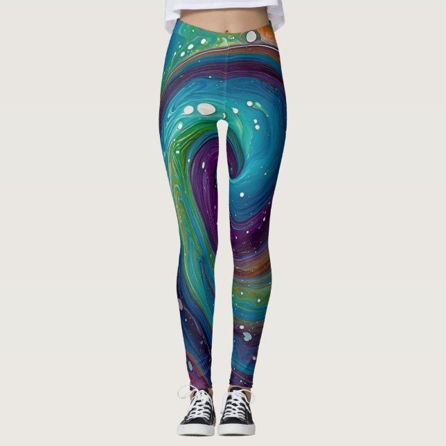 LEGGINGS "SWIRLS VIBRANTS : UN CAPTIVANT MARBLING DIP DESIG (Devant)