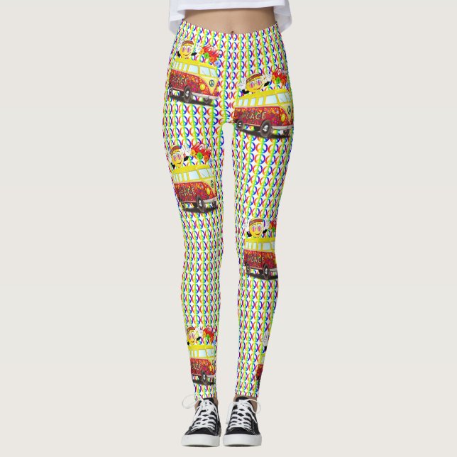 Leggings SYMBOLE DE LA PAIX RÉtro Hippy Van 1960's 1970" (Devant)