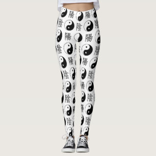 Leggings SYMBOLE YINyang Blanc Motif chinois