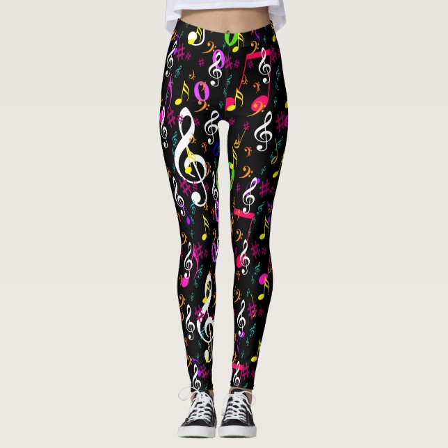 Leggings Symboles musicaux Design Motif (Devant)