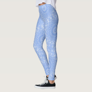 Leggings Symétrie Mandala Bleu Centaurée