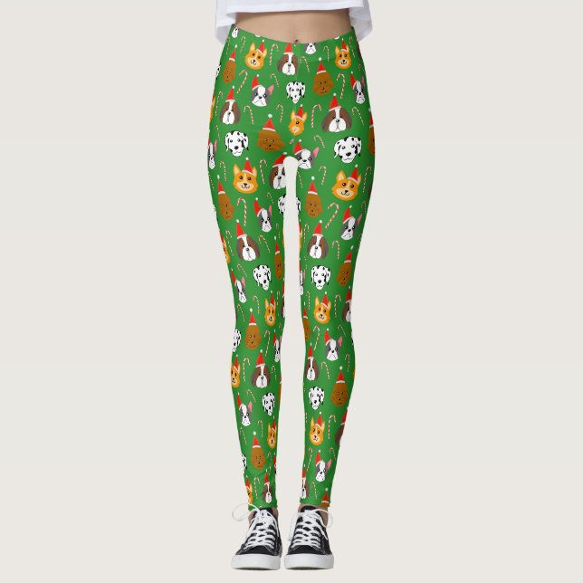 Leggings Sympa Chien de Noël Motif (Devant)