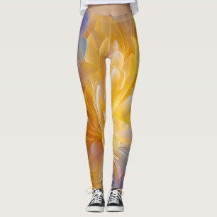 Leggings Symphonie dorée de pétales abstraits en fleurs