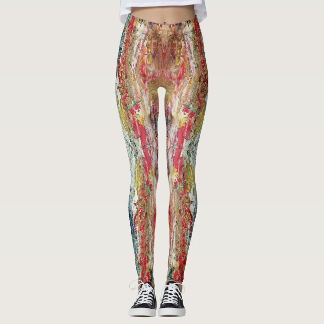 Leggings Symphonie du Chaos - Palette de l’artiste Abstrait (Devant)