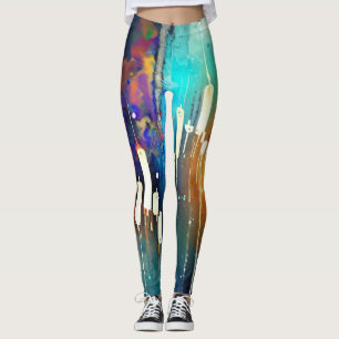 Leggings Tableau de chandeliers colorés peinture abstraite