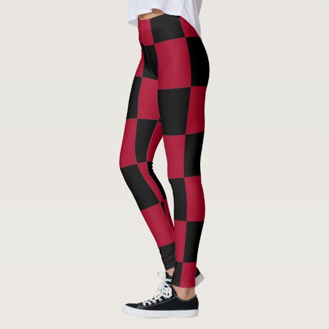 Leggings Tableau de contrôle ~ Échecs ~ Design Carré rouge  (Gauche)