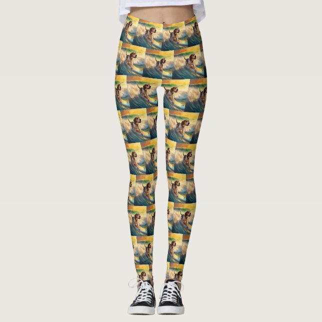 Leggings Tableau de surf de plage beagle (Devant)