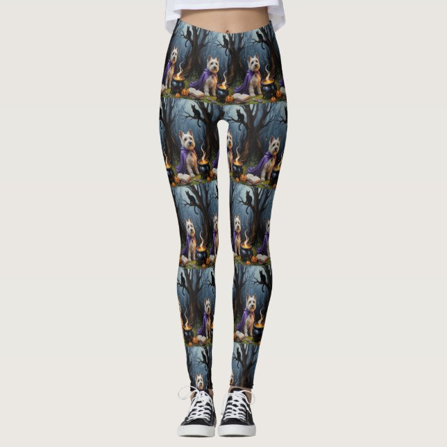 Leggings Tableau Whimsical Halloween de Cairn Terrier Chien (Devant)