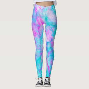 Leggings Tache rose et bleue de sucrerie de coton