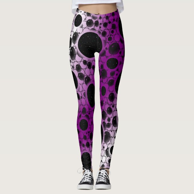 Leggings Taches de bulle spatiale - Blanc/Violet (Devant)
