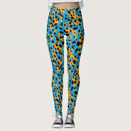 Leggings Taches de léopard abstraites bleues modernes Impre
