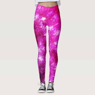 Leggings Taches de peinture magenta rose chaud abstrait en