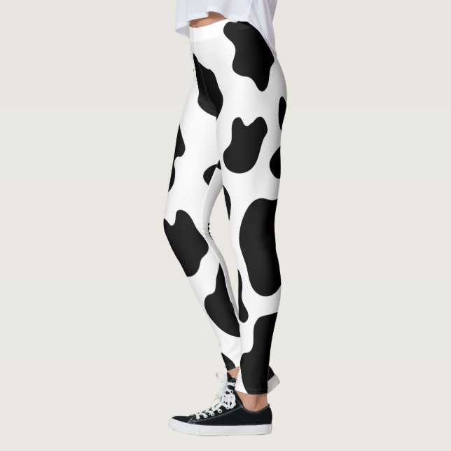 Leggings Taches de vache noires et blanches imprimer leggin (Gauche)