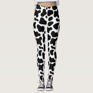 Leggings taches noires et blanches, motif de vache