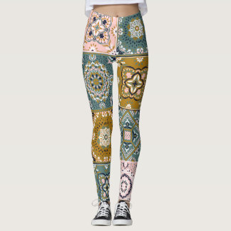 Leggings Talavera Indian : Patchwork, Ethnic Mosaic.