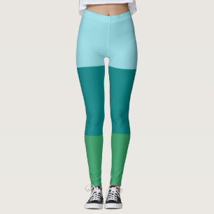 Leggings Tanager Turquoise, Teal Bleu et Kelly Vert Horiz