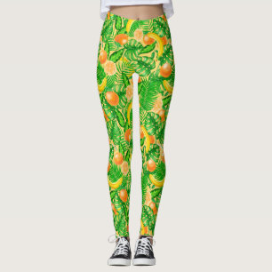 Leggings Tangerines, bananes et feuilles tropicaux