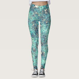 Leggings Tangle de fils ou cyan spongieux bleu et gris