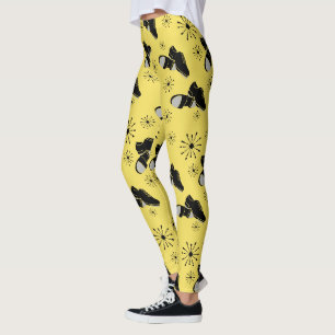 Leggings Tap Dancers Gold et Black Tap Chaussures à motifs