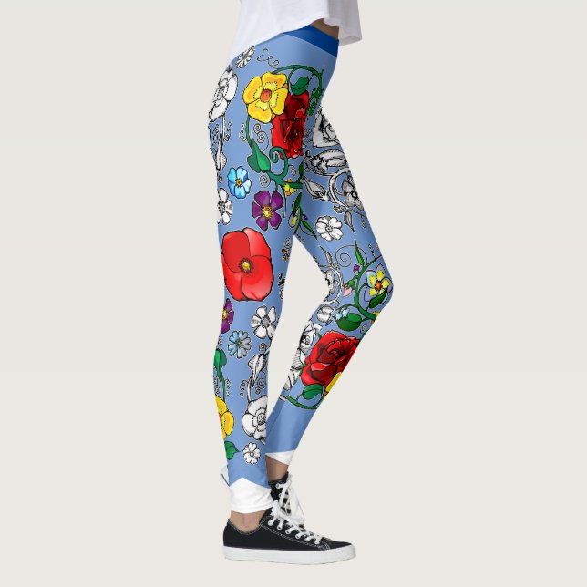 Leggings Tapis de fleurs au coquelicot (Droite)