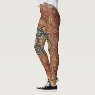 Leggings Tapis persan asiatique Kashan or rouge