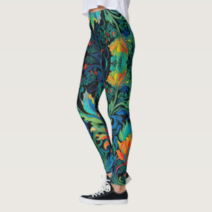Leggings Tapisserie florale Abstraite Gras Vivid Coloré