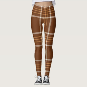 Leggings Tartan beige Brown À damiers Motif
