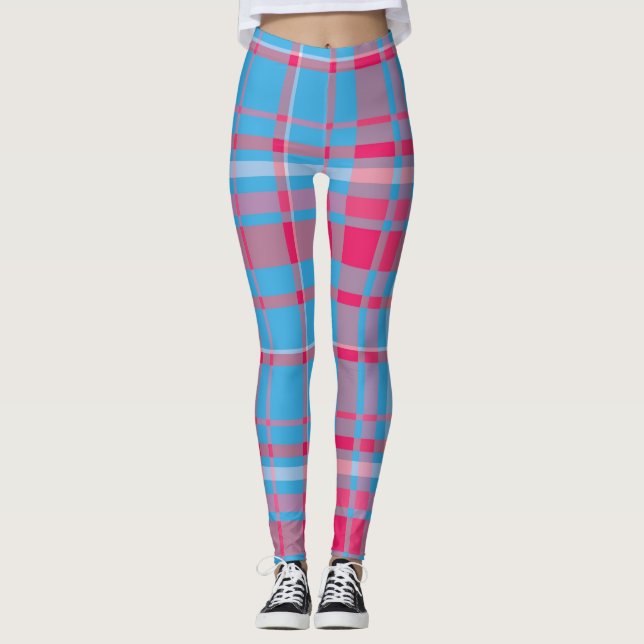 Leggings Tartan bleu et rouge (Devant)