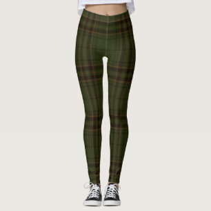 Leggings Tartan écossais Brown noir vert foncé