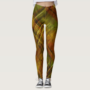 Leggings Tartan en état de détresse Chèque vert Brown Mix