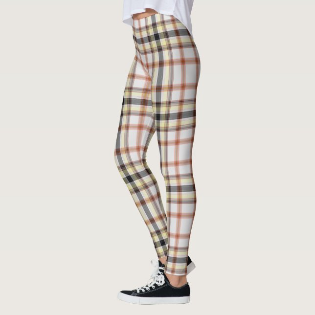 Leggings Tartan géant blanc orange jaune noir (Gauche)
