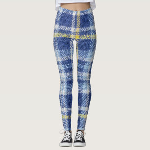 Leggings Tartan jaune bleu : Plaid tendance