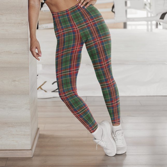 Leggings Tartan Motif de chèque rouge vert (Plaid MacCulloch Red Green Check Leggings)