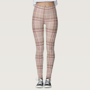 Leggings Tartan Plaid Bourgogne Tan rose   Légendes