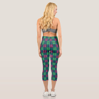 Leggings Tartan Plaid en bleu, vert et rose - W