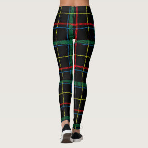 Leggings Tartan plaid motif, vert et rouge,