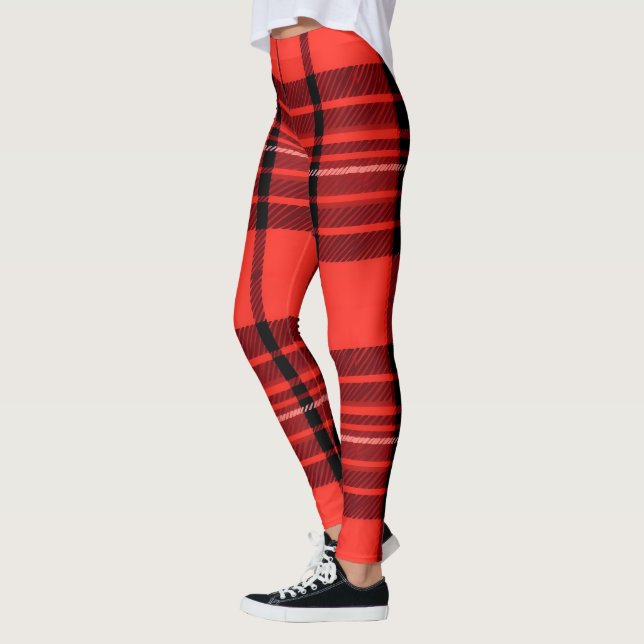 Leggings Tartan Plaid Rouge traditionnel Collection moderne (Gauche)