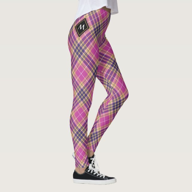 Leggings Tartan rose, or et bleu (Droite)