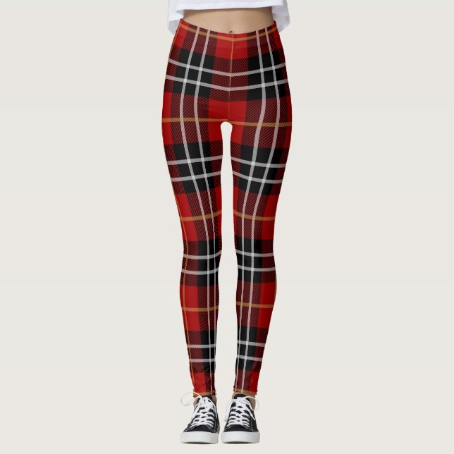 Leggings Tartan rouge et noir (Devant)