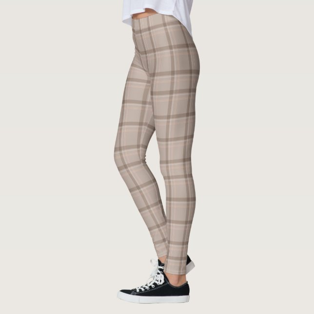 Leggings Tartan Tartan Brown à la mode Jambes à carreaux (Gauche)